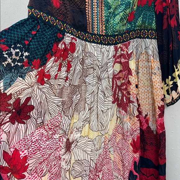 Boho Bhanuni by Jyoti Obsidian Mixed Print Boho Beaded V-Neck Maxi Dress Sz 20W - Picture 11 of 15